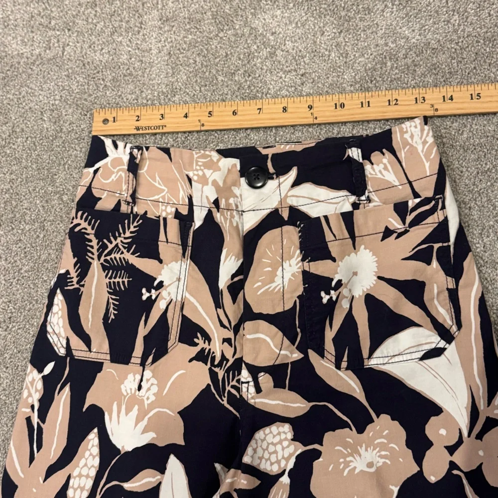 Anthropologie Maeve Colette Jo Faulkner Wide-Leg Cropped Floral Navy Pant 27 - Picture 8 of 11